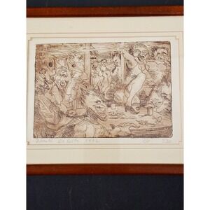 Frank De Costa Signed Framed Surrealist Artist Proof #1/30 Expressionist Demonic